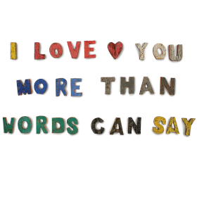 28x Rustikale Rinde Buchstaben in Farbe- I love you more than words can say..