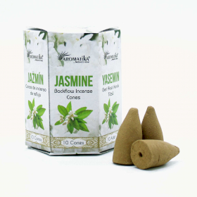 12x Packung mit 10 Masala Rückfluss Räucherkegel - Jasmin