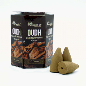 12x Packung mit 10 Masala Rückfluss Räucherkegel - Oudh