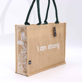 5x Hop Hare Große Tasche aus Jute- I am Strong