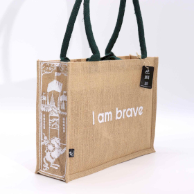 5x Hop Hare Große Tasche aus Jute - I am Brave