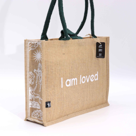 5x Hop Hare Große Tasche aus Jute - I am Loved