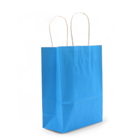 12x Papiertasche mit Kordelgriff (16x22x8cm) - Blau (130g)