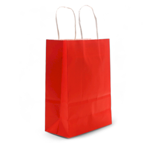 12x Große Geschenktasche aus Papier mit Kordelgriff (26x32x12cm) - Rot (130g)