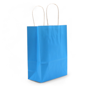 12x Große Geschenktasche aus Papier mit Kordelgriff (26x32x12cm) - Blau (130g)