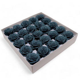 25x DIY Seifenblumen - Große (7-lagige) Vintage Rose - Eisernes Blaugrün