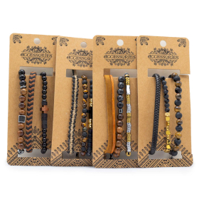 4x Herren Armband Sets -  Black & Tans (sortiert)