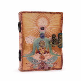 Ledernotizbuch „Buddha Seven Chakra“ mit Büttenrand (18 x 13 cm)