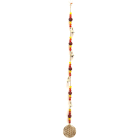 4x Indisches Windspiel - Blume des Lebens aus Messing mit Glöckchen aus Rudraksha-Perlen – 6 x 63 cm