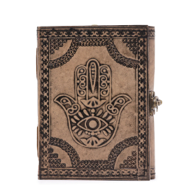 Hamsa – Esoterisches Notizbuch – Antikgrau – 200 Seiten Stichkante- 17.5x12.5x3cm