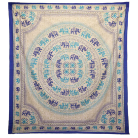 Wandbehang / Wandverteiler- Elefanten-Mandala - Blues