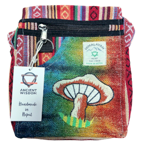 Partytasche mit Pilz-Stickerei aus Hanf - Orange Pilze