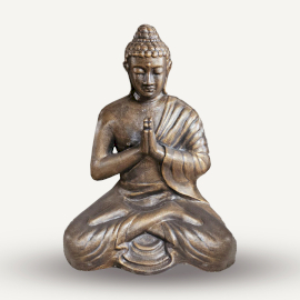 Mittelgroße betende Buddha-Statue in Antikgold, 1,2 m hoch