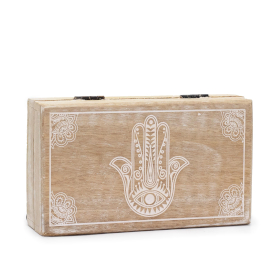 Mittlere quadratische Box 17x10x4,2cm - Hamsa Whitewash