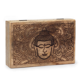 Große rechteckige Box 21,5 x 14 x 6,3 cm – Buddha-Gesicht schwarz eingraviert